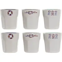 DKD Home Decor 6er-Set: Kaffeetassen in Weiß/ Blau/ Hellgrau - 90 ml - onesize