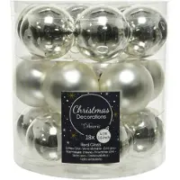 Décoris Weihnachtsbaumkugeln Glas Ø 4 cm silber 18 Stück