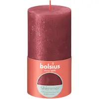 Bolsius Stumpenkerze Rustik Shimmer 13cm Ø 6,8cm Rot