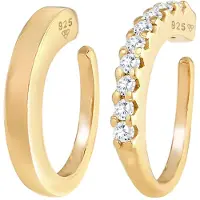 Elli Ohrringe Single Earcuff Basic Zirkonia 2Er Set 925 Silber Elli Gold