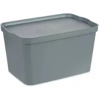 Kipit Kunststoffkiste mit Deckel 24l grau