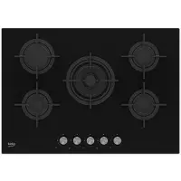 Beko HILW 75222 SL, Schwarz, Integriert, 75 cm, Gaskochfeld, Glas, 5 Zone(n)