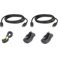 Aten 1,8 M USB DisplayPort Dual Display Secure KVM Kabel-Set, 1,8 m, USB, USB, DisplayPort, Schwarz, USB Type-A/3.5mm/DisplayPort