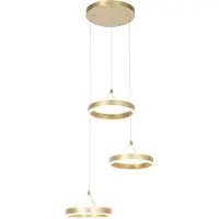 QAZQA Hängelampe Messing Rund inkl LED 3 Stufen Dimmbar 3 Licht Lyani