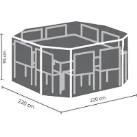 Perel Outdoor-Abdeckung für Garten-Set, grau, achteckig, 220 cm x 220 cm x 95 cm