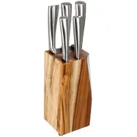 Secret De Gourmet Messerständer aus Holz, kompaktes Set mit 5 Edelstahlmessern
