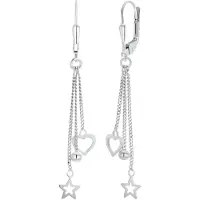 Amor Ohrhänger für Damen, 925 Sterling Silber | Herz, Stern amor Silber