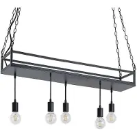 LINDBY Hängelampe Kirista, 5-flg., schwarz, 100 cm, E27
