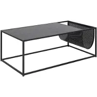 Actona Couchtisch GROUP, schwarz (esche schwarz, matt schwarz, esche schwarz), B:110cm H:40cm T:60cm, Tische, Couchtisch, mit Gestell aus Metall, rechteckige Form, Zeitungsständer aus Metall