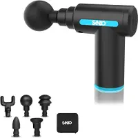 Sanbo Massage Gun Mini - Sport- und Entspannungsmassagegerät - Leistungsstark - Kabellos - Inklusive Koffer - Mit 5 Aufsätzen - Schwarz/Blau - Massage Gun Professional