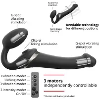 Strap-On-Me M - Luftwellen Strap-On Vibrator (schwarz)