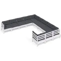 vidaXL 11-tlg. Garten-Lounge-Set mit Kissen Weiß Kiefernholz