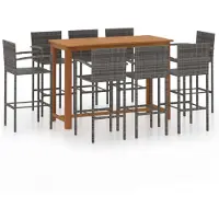 vidaXL 9-tlg. Gartenbar-Set Grau