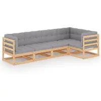 vidaXL 5-tlg. Garten-Lounge-Set mit Kissen Kiefer Massivholz