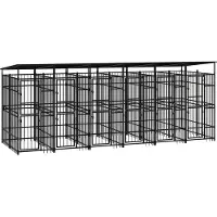 vidaXL Outdoor-Hundezwinger mit Dach Stahl 11,06 m²