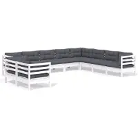vidaXL 10-tlg. Garten-Lounge-Set mit Kissen Weiß Massivholz Kiefer