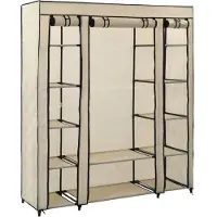 vidaXL Stoffschrank mit Fächern Kleiderstangen Creme 150x45x176cm