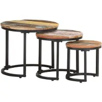 vidaXL - Beistelltisch - 3 - teilig - massiv - recycelt - Holz