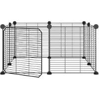 vidaXL 8-Panel-Haustierkäfig mit Tür Schwarz 70x70x35 cm Stahl
