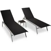 vidaXL Sonnenliegen 2 Stk. mit Tisch Stahl und Textilene Schwarz