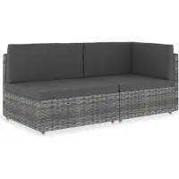 vidaXL Modulares 2-Sitzer-Sofa Poly Rattan Grau