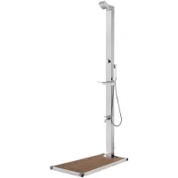 vidaXL Gartendusche mit Brauner Bodenplatte 225 cm Edelstahl
