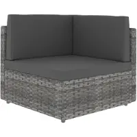 vidaXL Modulares Sofa-Eckteil Poly Rattan Grau