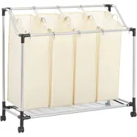 vidaXL Wäschesortierer-mit-4-Säcken-Stahl-Creme