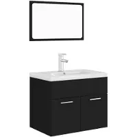 vidaXL Badmöbel-Set Schwarz Holzwerkstoff
