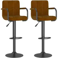 vidaXL Barhocker 2 Stk. Braun Samt