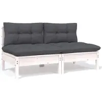 vidaXL 2-Sitzer-Gartensofa mit Kissen Weiß Massivholz Kiefer