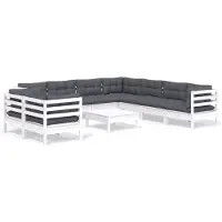 vidaXL 10-tlg. Garten-Lounge-Set mit Kissen Weiß Massivholz Kiefer