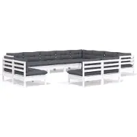 vidaXL 12-tlg. Garten-Lounge-Set mit Kissen Weiß Massivholz Kiefer