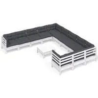 vidaXL 12-tlg. Garten-Lounge-Set mit Kissen Weiß Kiefernholz
