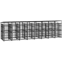 vidaXL Outdoor-Hundezwinger mit Dach Stahl 14,75 m²