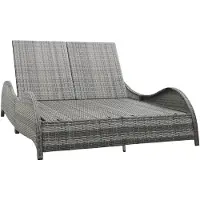 vidaXL Doppel-Sonnenliege mit Auflage Poly Rattan Anthrazit
