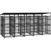 vidaXL Outdoor-Hundezwinger mit Dach Stahl 9,22 m²