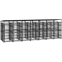 vidaXL Outdoor-Hundezwinger mit Dach Stahl 12,9 m²
