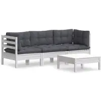 vidaXL 4-tlg. Garten-Lounge-Set mit Anthrazit Kissen Kiefernholz