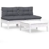 vidaXL 3-tlg. Garten-Lounge-Set mit Anthrazit Kissen Kiefernholz