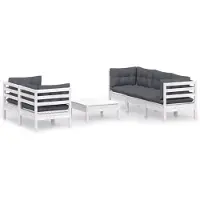 vidaXL 6-tlg. Garten-Lounge-Set mit Anthrazit Kissen Kiefernholz
