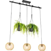 QAZQA - Industrie I Vintage I Industrie I Vintage I Hängelampe I Pendellampe I Pendelleuchte Gold I Messing 3-flammig - Flor I Wohnzimmer I Schlafzimmer - Stahl Länglich - LED geeignet E27