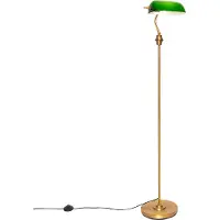 QAZQA Klassische Notar Stehlampe Bronze mit Grünem Glas Banker