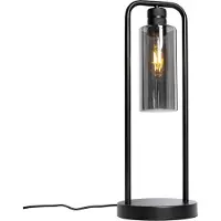 QAZQA Moderne Tischlampe schwarz mit Rauchglas - Stavelot