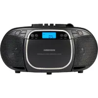Medion E66476 Stereo Sound System (Boombox, CD-Player, MP3, Kassette, tragbarer Kassettenspieler für Kinder, UKW Radio, AUX, Kopfhörer, Netz & Batterie) schwarz