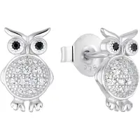 Amor Ohrstecker für Damen, 925 Sterling Silber, Zirkonia (synth.) |Eule amor Silber