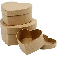 Creativ Company Pappschachtel-Set, Herz, Aufbewahrungsbox, Cappuccino, andere, Karton, Einfarbig