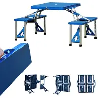 Casaria Klappbarer Campingtisch für 4 Personen Aluminium blau