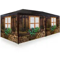Deuba Bierzelt 3x6m Almhüttendesign 6 abnehmbare Seitenteile Apres-Ski Partyzelt Festzelt Pavillon 18qm Zelt