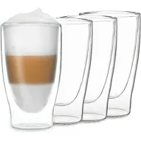 Feelino DUOS doppelwandiges Glas 400 ml Trinkglas Espresso Borosilikatglas Transparent